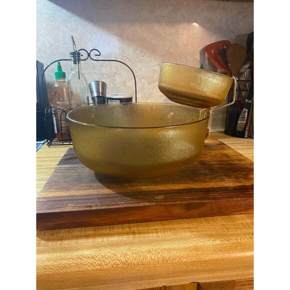 Vintage Amber Glass Chip and Dip Bowl - Picture 1 of 11